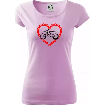 Dámské tričko Moto srdce řetěz - enduro - Dámské triko Pure - L ( Orchid )