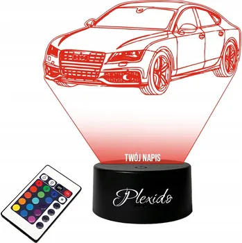 Lampička LAMPKA na SKLE Statuetka Auto Audi RS7 3D LED RGB + DÁLKOVÝ OVLADAČ 16 BAREV