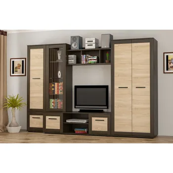 Obývací stěna VerDesign NOKA elegantní obývací stěna, wenge, dub sonoma