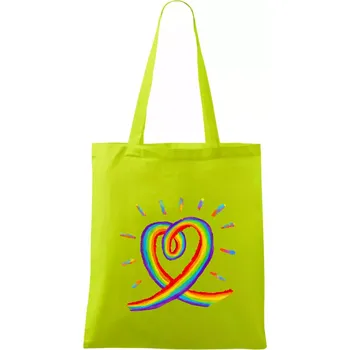 Srdce pride duha kreslená - Taška bavlněná - 42 x 38 cm ( Limetková )