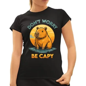 Žertovný předmět Don't worry, be capy - dámské tričko s potiskem- Tričkový.cz
