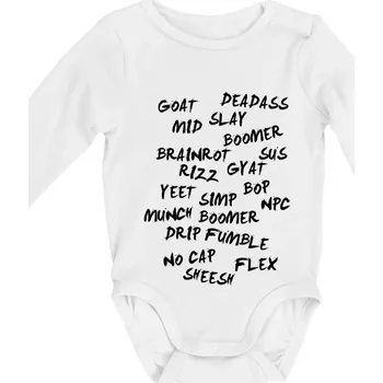 Kojenecký body Generace Z - Gen Z slovník - Body kojenecké s dlouhým rukávem - Dlouhý r. do 3 měs ( Bílá )