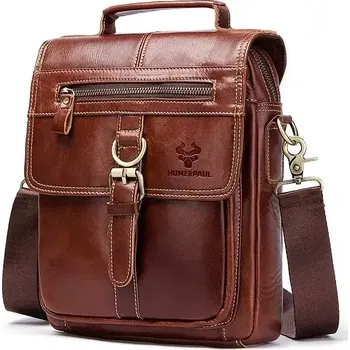 Humerpaul pánská kožená taška Kastor Světlé Hnědá 5L