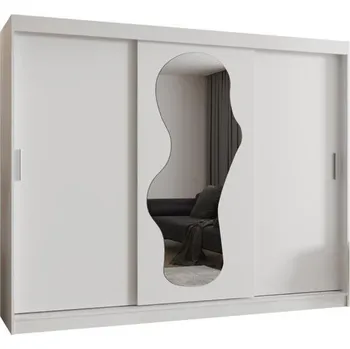 Šatní skříň Šatní skřín s posuvnými dveřmi a zrcadlem ULTRA 250cm bílá