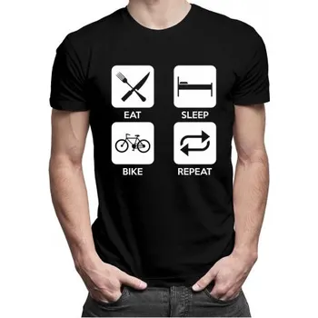 Žertovný předmět Eat sleep bike repeat - pánské tričko s potiskem- Tričkový.cz