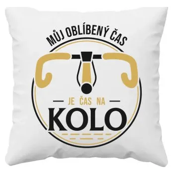 Žertovný předmět Můj oblíbený čas: je čas na kolo V2 - polštář s potiskem- Tričkový.cz