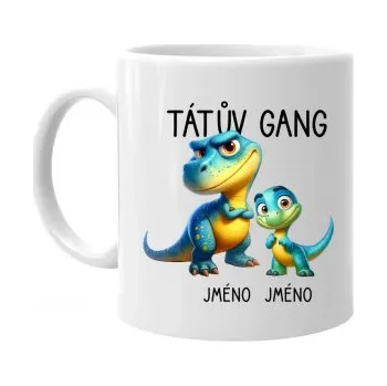 Žertovný předmět Tátův Gang (dinosauři) - jedno dítě - hrnek s potiskem - personalizovaný produkt- Tričkový.cz