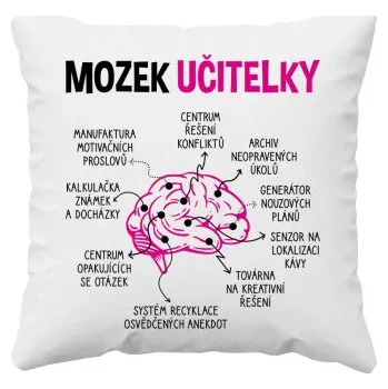 Žertovný předmět Mozek učitelky - polštář s potiskem- Tričkový.cz