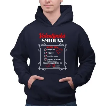 Žertovný předmět Valentýnská smlouva - pánská mikina s potiskem- Tričkový.cz