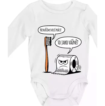 Kojenecký body Nesnáším svoji práci - Body kojenecké s dlouhým rukávem - Dlouhý r. do 3 měs ( Bílá )