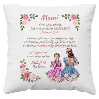 Žertovný předmět Mami – chci, abys věděla - polštář s potiskem- Tričkový.cz