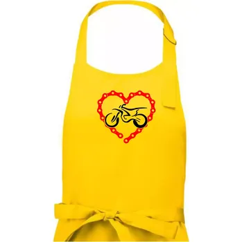 Kuchyňská zástěra Moto srdce řetěz - enduro - Pánská zástěra na vaření - Univerzální velikost ( Žlutá )