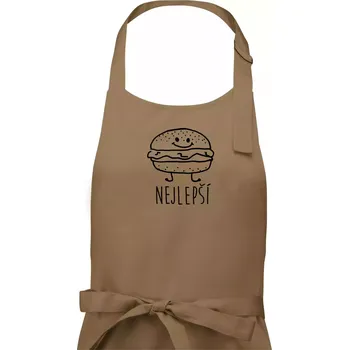 Kuchyňská zástěra Nejlepší přátelé - Hamburger a hranolky - Pánská zástěra na vaření - Univerzální velikost ( Cappuccino )