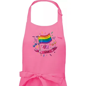 Kuchyňská zástěra Pride vlajka - Dámská zástěra na vaření - Univerzální velikost ( Růžová )