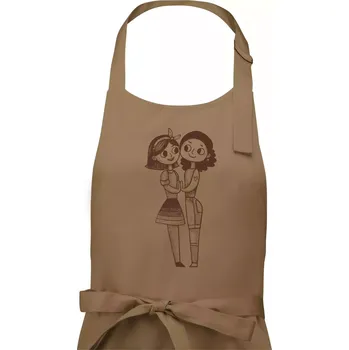 Kuchyňská zástěra Lesbický pár - Dámská zástěra na vaření - Univerzální velikost ( Cappuccino )