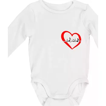 Moje srdce bije pro hudbu - srdce malé - Body kojenecké s dlouhým rukávem - Dlouhý r. do 3 měs ( Bílá )