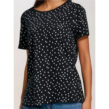 Sinsay - Puntíkované tričko - černá - 506EU-99X - 506EU-99X-XS