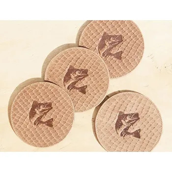 Podtácek Kožený Podtácek S "Candát 02" - Dárek pro rybáře