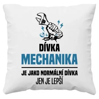 Žertovný předmět Dívka mechanika je jako normální Dívka, jen je lepší - polštář s potiskem- Tričkový.cz