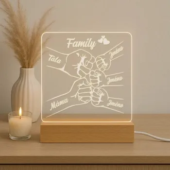 Žertovný předmět Family - tři děti - LED lampička s gravírováním - personalizovaný produkt- Tričkový.cz