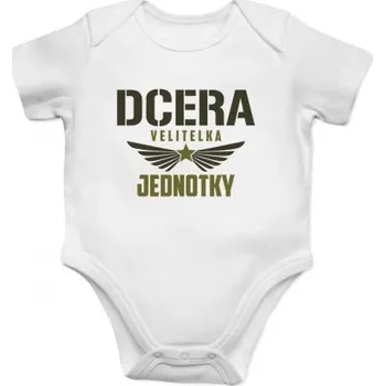 Žertovný předmět Dcera velitelka jednotky - dětské body s potiskem- Tričkový.cz