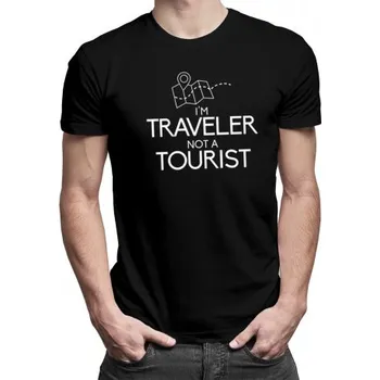 Žertovný předmět I'm a traveler not a tourist - pánské tričko s potiskem- Tričkový.cz