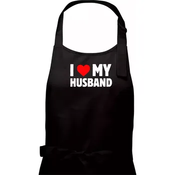 Kuchyňská zástěra I love my husband - Dámská zástěra na vaření - Univerzální velikost ( Černá )
