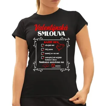 Žertovný předmět Valentýnská smlouva - dámské tričko s potiskem- Tričkový.cz