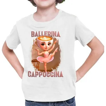 Žertovný předmět Ballerina Cappuccina V2 - Italian Brainrot - dětské tričko s potiskem- Tričkový.cz