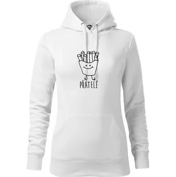 Dámská mikina Nejlepší přátelé - Hamburger a hranolky - Mikina dámská Cape s kapucí - L ( Bílá )