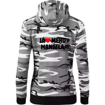 Dámská mikina Já miluju mého manžela - Dámská mikina trendy zipper s kapucí - S ( Šedý maskáč )