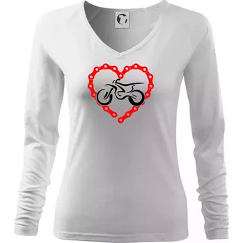 Dámské tričko Moto srdce řetěz - enduro - Triko dámské Elegance - XS ( Bílá )