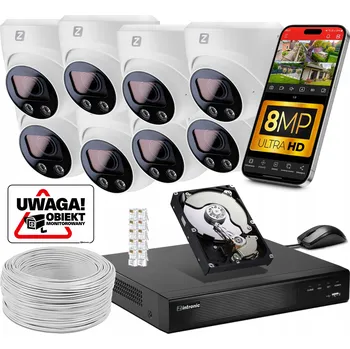 IP kamera Sada IP monitoringu POE 8MP D8 Ultimate, 8 kamer, 8POE 4K Ultra HD 3840x2160