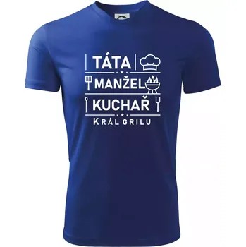 Pánské tričko Táta manžel kuchař král grilu - Pánské triko Fantasy sportovní (dresovina) - 3XL ( Královská modrá )