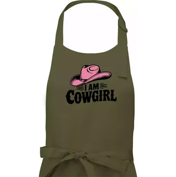 Kuchyňská zástěra Iam cowgirl klobouk - Dámská zástěra na vaření - Univerzální velikost ( Khaki )