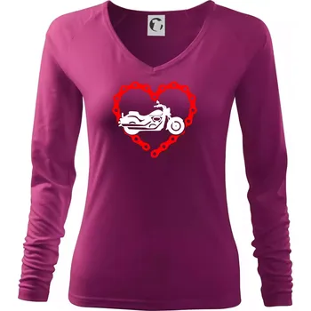 Dámské tričko Moto srdce řetěz - chopper - Triko dámské Elegance - S ( Fuchsiová )