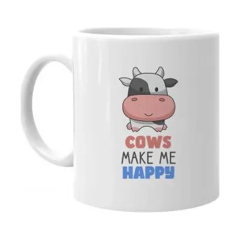 Žertovný předmět Cows make me happy - hrnek s potiskem- Tričkový.cz
