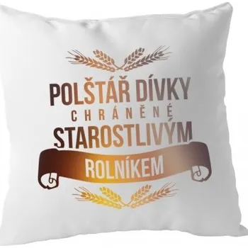 Žertovný předmět Polštář dívky chráněné starostlivým rolníkem - polštář s potiskem- Tričkový.cz