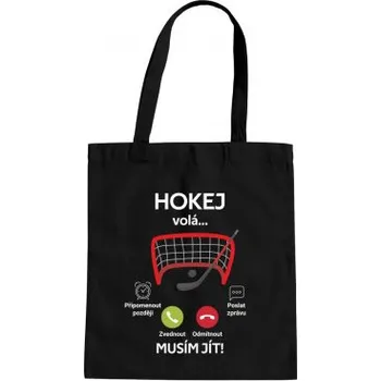Žertovný předmět Hokej volá, musím jít! - taška s potiskem- Tričkový.cz