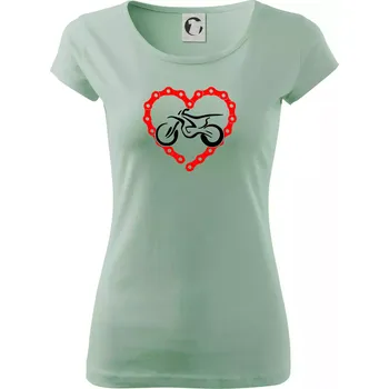 Dámské tričko Moto srdce řetěz - enduro - Dámské triko Pure - L ( Sage )