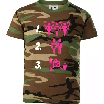 Chlapecké tričko Před a po žena - Dětské maskáčové triko - 104-110cm / 3-4 roky ( Hnědý maskáč )