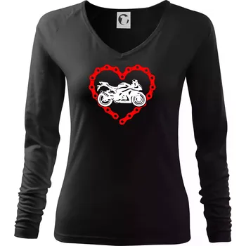 Dámské tričko Moto srdce řetěz - supersport - Triko dámské Elegance - L ( Černá )