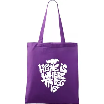 Home is where the dog - Taška bavlněná - 42 x 38 cm ( Fialová )