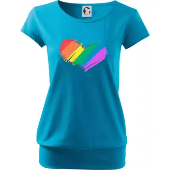 Srdce čmárané - Volné triko city - XS ( Světlý tyrkys )