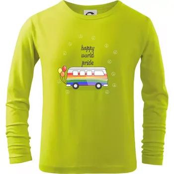 Dětská móda Happy world pride - Triko dětské Long Sleeve - 122 cm/6 let ( Limetková )