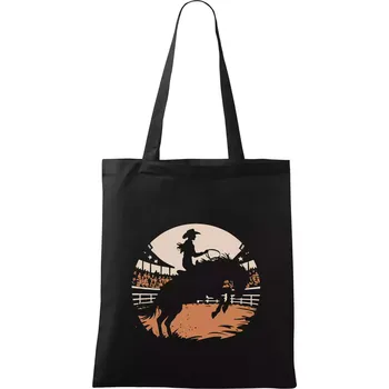 Nákupní taška Bucking horse dívka - Taška bavlněná - 42 x 38 cm ( Černá )