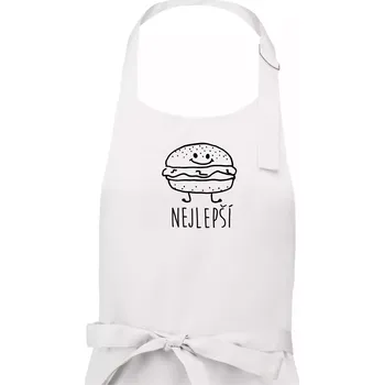 Kuchyňská zástěra Nejlepší přátelé - Hamburger a hranolky - Pánská zástěra na vaření - Univerzální velikost ( Bílá )