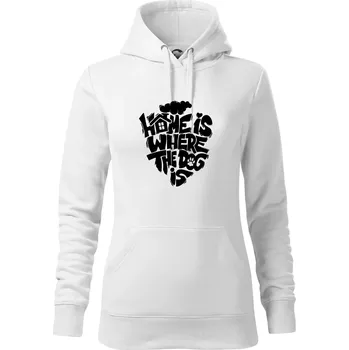 Dámská mikina Home is where the dog - Mikina dámská Cape s kapucí - S ( Bílá )