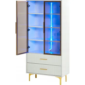 Komoda Vitrína bílá 150 x 70 x 35 cm Arhatreya