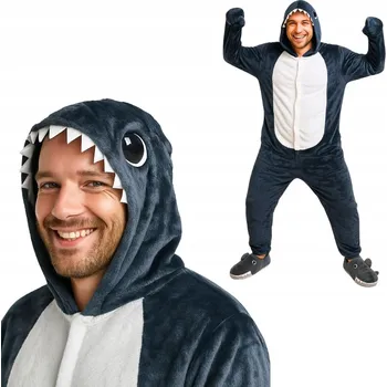 Dámské noční prádlo Pyžamo Onesie Kigurumi Kostým Šedý Žralok S: 145-155 cm